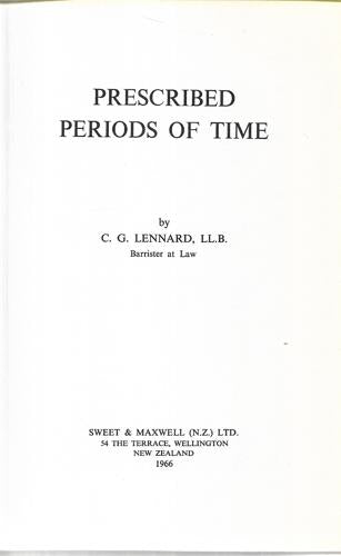 Prescribed Periods of Time by C. G. Lennard
