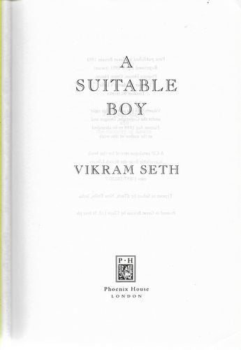 A Suitable Boy by Vikram Seth