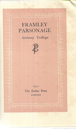 Framley Parsonage by Anthony Trollope
