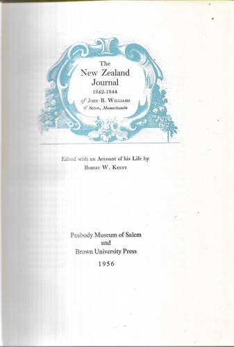 New Zealand Journal, 1842-1844 by Robert W. Kenny