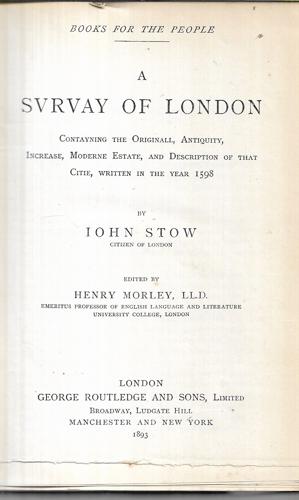 A Survay Of London by John Stow