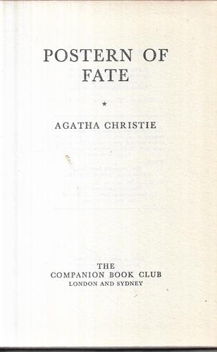 Postern Of Fate by Agatha Christie