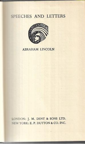 Speeches And Letters Of Abraham Lincoln by Abraham Lincoln